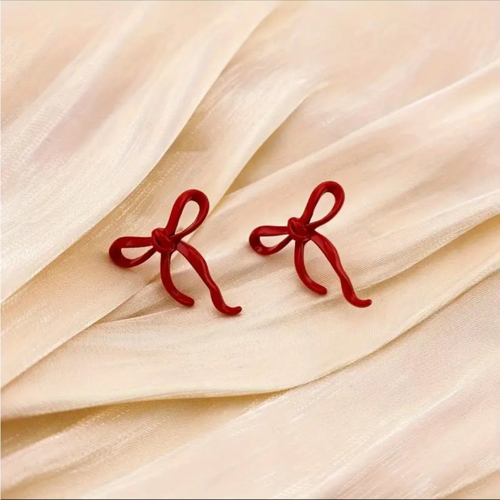 BRAND NEW🎀SUPER CUTE Red Bow Stud Earrings